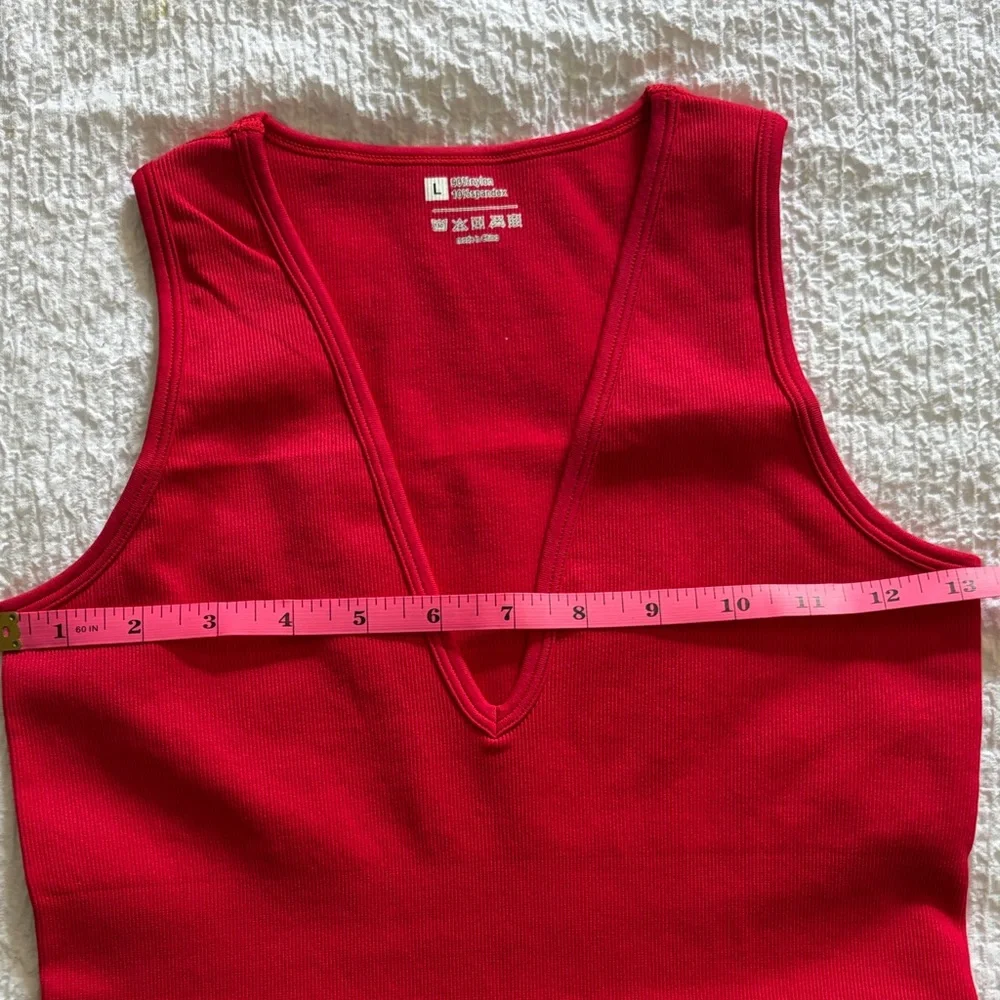 OQQ  Red V-Neck Bodysuit Medium Compression Large - Picture 4 of 5